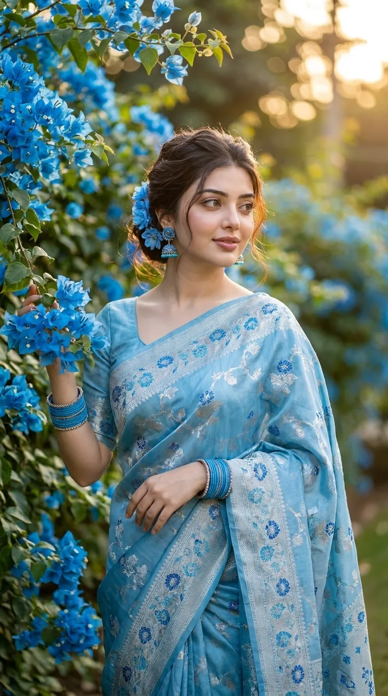 Vibrant blue bougainvillea flowers portrait