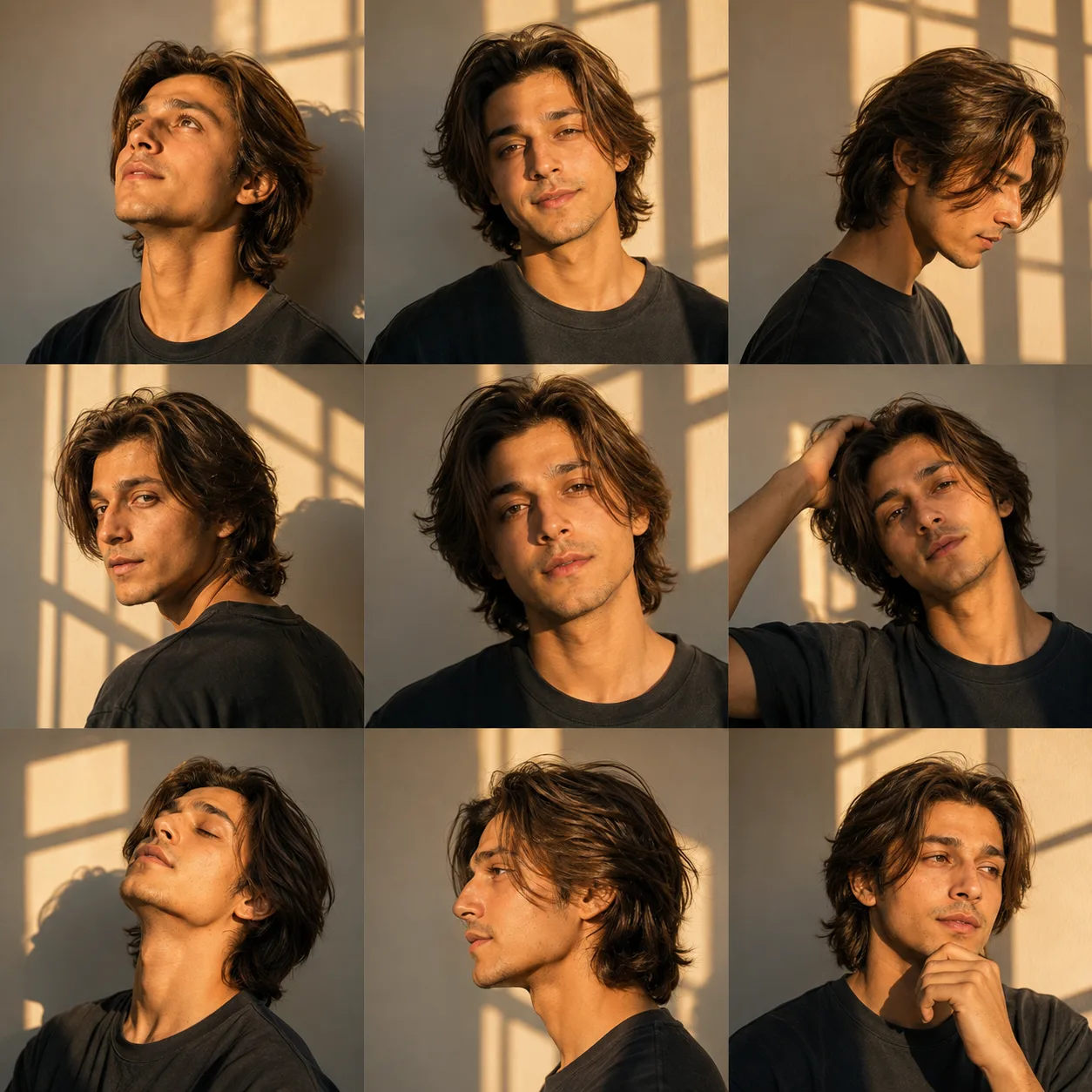 Golden Hour Portrait Collage AI Prompt | 3×3 Cinematic Editorial Grid Photography